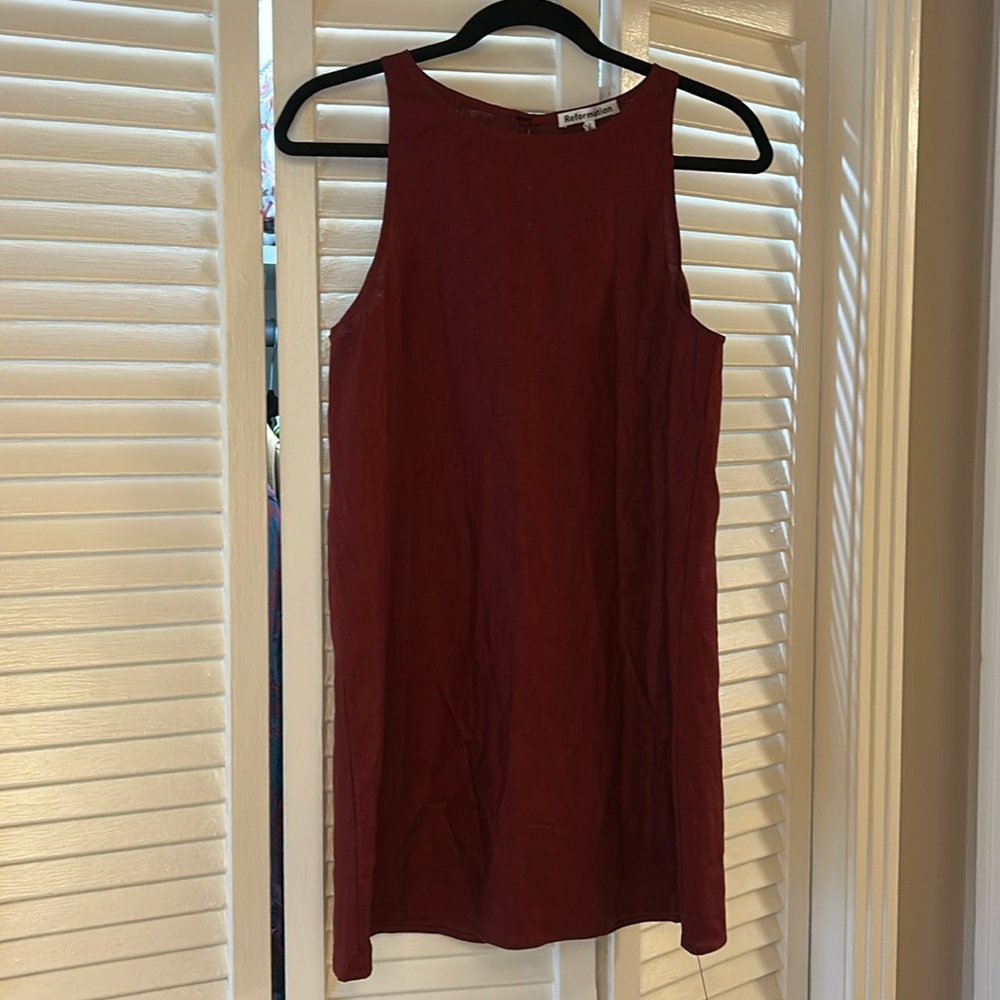 Reformation Jessi Linen Dress in Chianti
